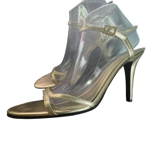 Lauren Ralph Lauren Womens Aela Ankle Strap Sandals Gold Leather Size 10B - Picture 4 of 11